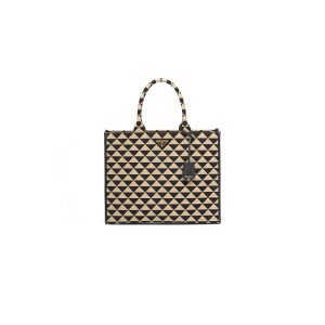 Large Prada Symbole jacquard fabric handbag