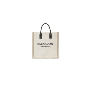 RIVE GAUCHE N/S SHOPPING BAG IN LINEN AND COTTON