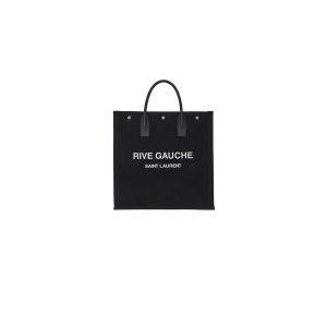 RIVE GAUCHE NORTH/SOUTH TOTE BAG IN PRINTED CANVAS AND LEATHER