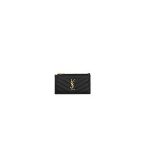 YSL CASSANDRE MATELASSÉ FRAGMENTS ZIPPED CARD CASE(HIGH-END GRADE)